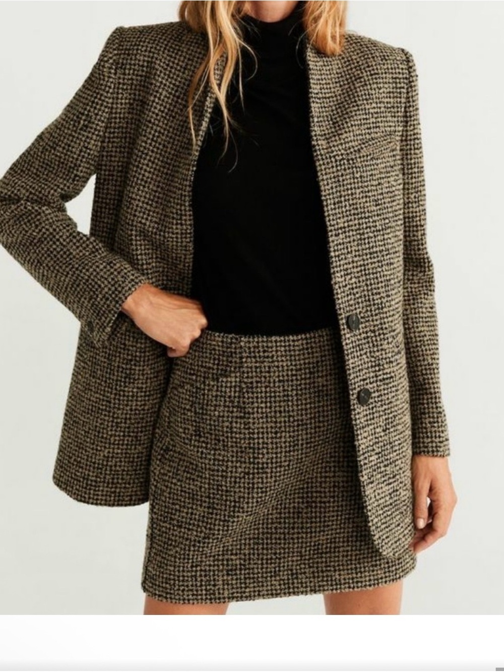 H&M Houndstooth Mini Skirt - Black & Cream